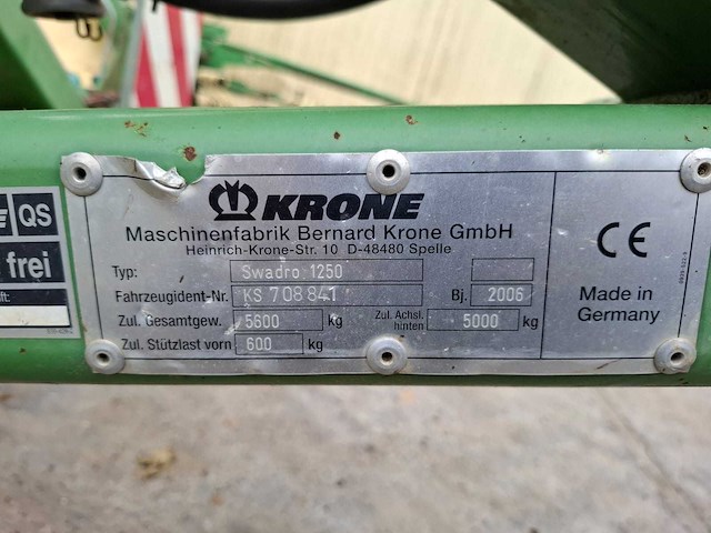 2006 krone swadro 1250 rake - afbeelding 4 van  12