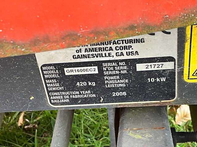 2006 kubota gr1600-ii zitmaaier - afbeelding 15 van  16