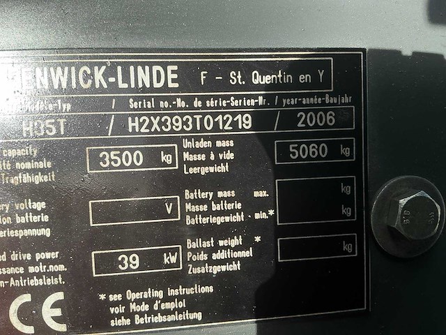 2006 linde h35t vorkheftruck - afbeelding 45 van  71
