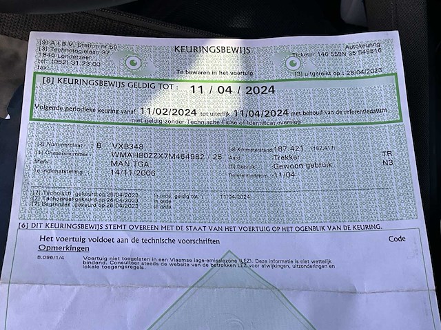 2006 man tga vrachtwagen + 2007 oplegger (langendorf / gheysen & verpoort) - afbeelding 27 van  31