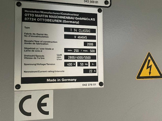 2006 martin t74 paneelzaagmachine - afbeelding 6 van  15