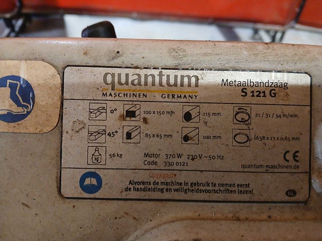 2006 quantum s121g - metaalbandzaag - afbeelding 6 van  16