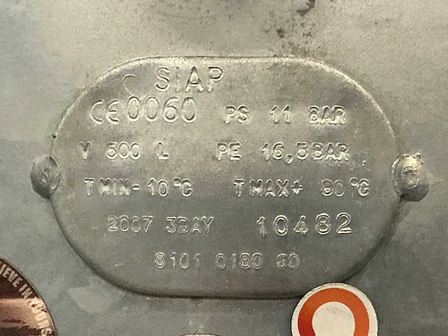 2007 atlas copco/siap 500l buffertank - afbeelding 3 van  3