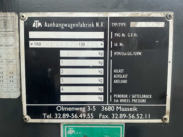 2007 atm oka 17/27 kipper oplegger (44t) - afbeelding 5 van  24