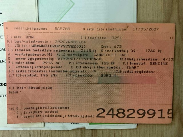2007 bmw 325i cabrio personenauto - afbeelding 19 van  28