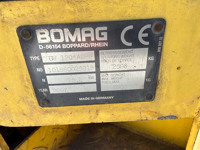 2007 bomag bw120 ad 4 grondwals - afbeelding 7 van  21