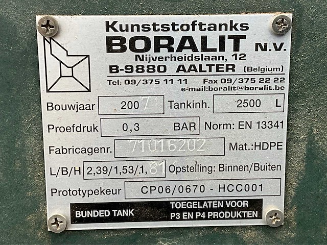 2007 boralit dubbelwandige kunststof brandstoftank - afbeelding 3 van  7