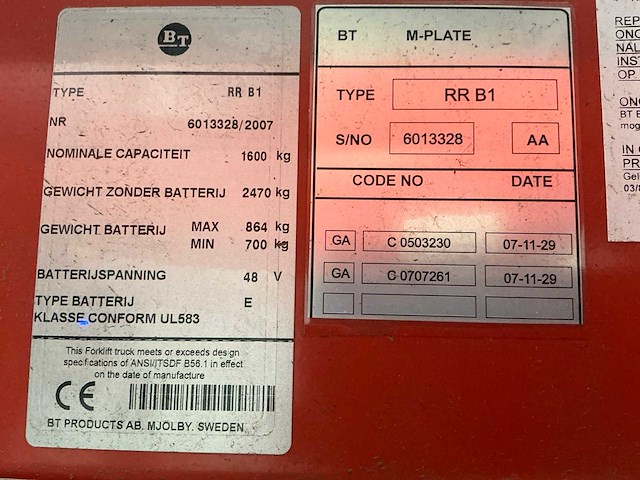 2007 bt reflex rr b1 reach truck - afbeelding 11 van  13