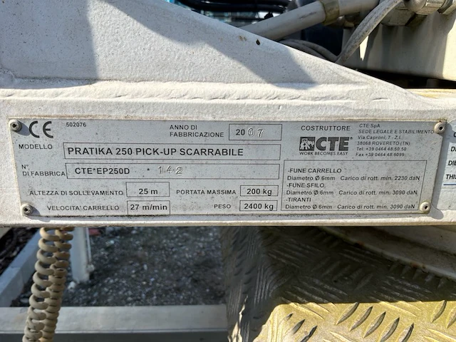 2007 cte pratika 250 pick-up scarrabile verhuislift voor opbouw - afbeelding 24 van  31