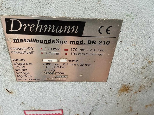 2007 drehmann dr-210 bandzaagmachine - afbeelding 4 van  7
