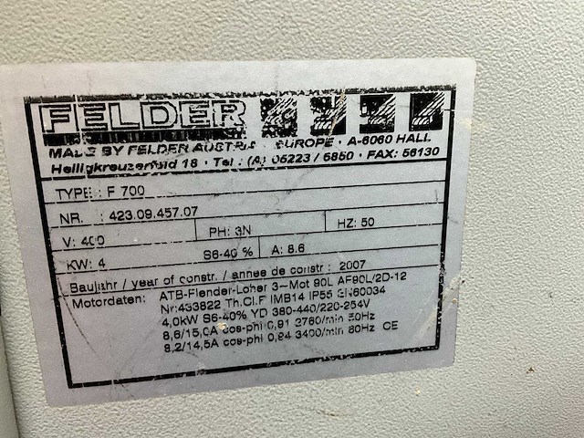 2007 felder f 700 freesmachine - afbeelding 16 van  23