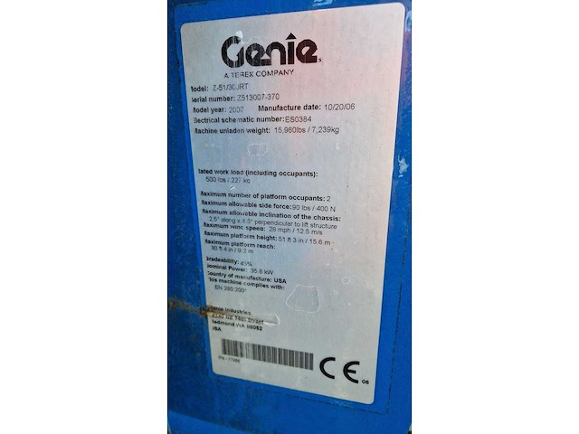 2007 genie z-51/30jrt - hoogwerker 18m - afbeelding 3 van  4