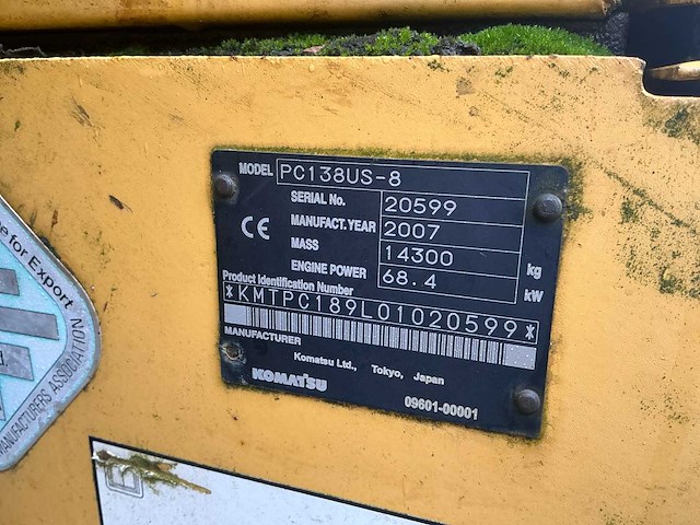 2007 komatsu pc 138 us rupsgraafmachine - afbeelding 1 van  15