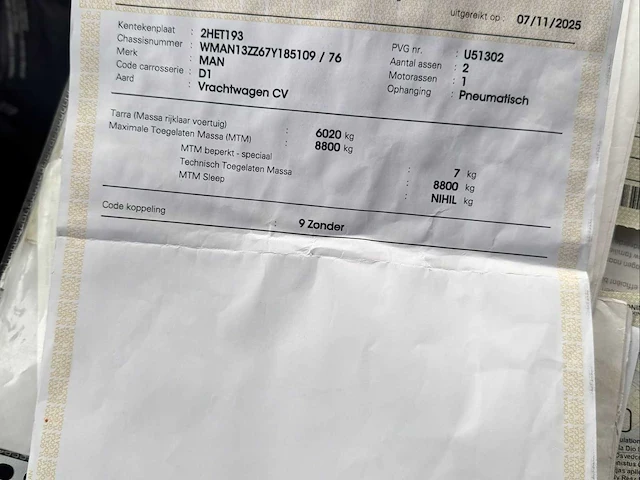 2007 man tgl t 884 f vrachtwagen - afbeelding 13 van  15