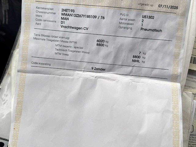 2007 man tgl t 884 f vrachtwagen - afbeelding 13 van  15