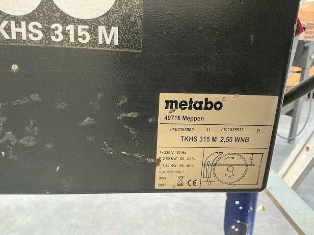 2007 metabo tkhs 315 m tafelcirkelzaagmachine - afbeelding 5 van  5