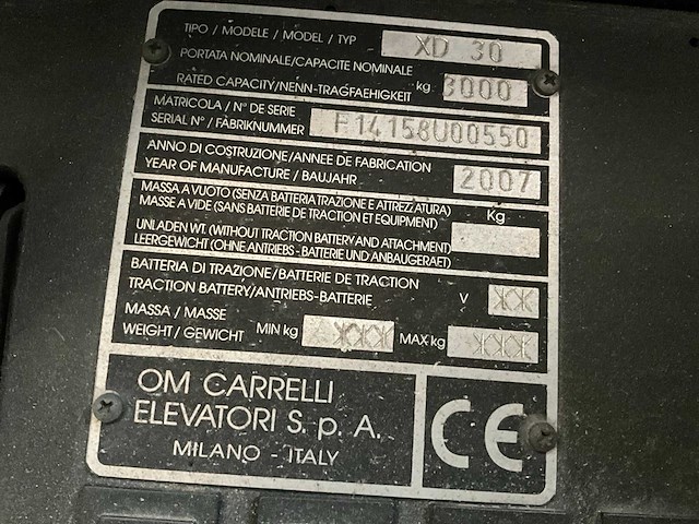 2007 om xd30 vorkheftruck - afbeelding 4 van  13