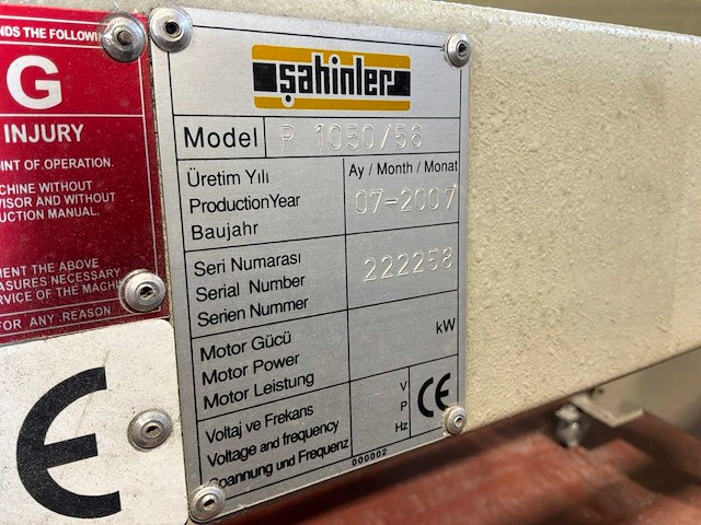 2007 sahinler r1050/56 plaatwals manueel - afbeelding 2 van  2