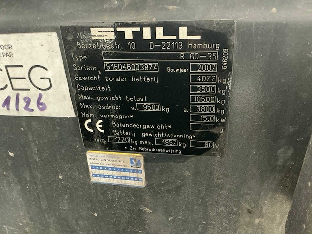 2007 still r60-35 vorkheftruck - afbeelding 10 van  19