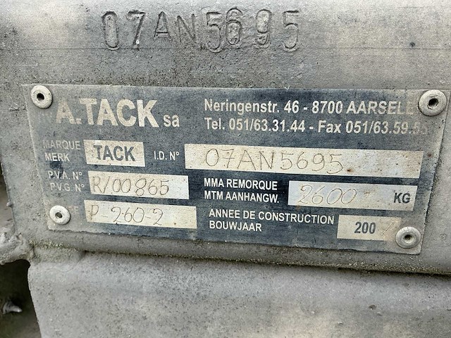 2007 tack p-260-2 kipper aanhangwagen - afbeelding 12 van  12