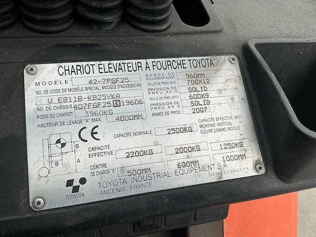 2007 toyota 42-7fgf25 vorkheftruck - afbeelding 62 van  82