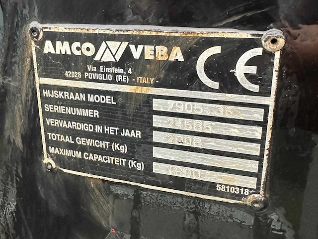 2008 amco veba v905-3s andere kranen/hydraulische hulpkraan/laadkraan - afbeelding 10 van  16