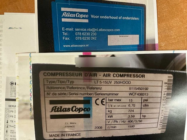 2008 atlas copco/boge lt5-15 uv 250 hd luchtcompressor & luchtdroger - afbeelding 4 van  4