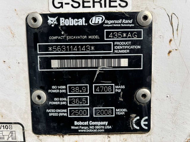 2008 bobcat 435 minigraafmachine - afbeelding 9 van  31