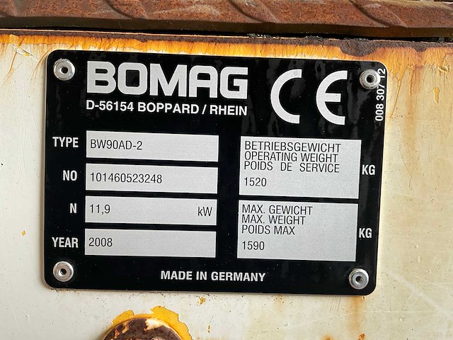 2008 bomag bw90ad-2 wegenwals - afbeelding 15 van  16