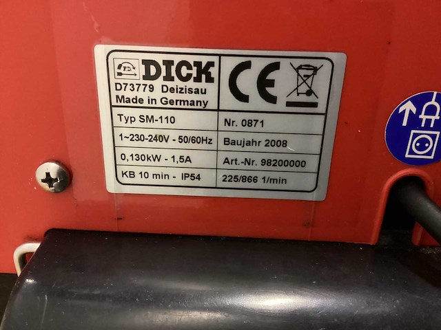 2008 dick slijptoestel sm-110 overige vleesverwerking - afbeelding 5 van  6