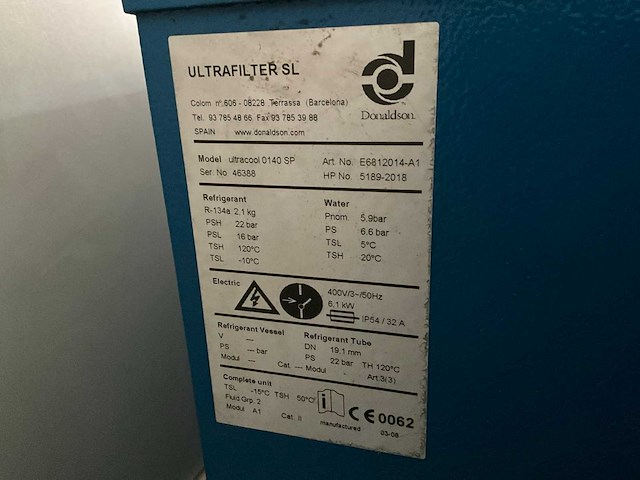 2008 donaldson ultracool 0140 sp chiller - afbeelding 7 van  8