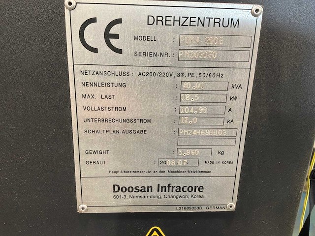 2008 doosan puma 300 cnc-draaibank - afbeelding 4 van  12