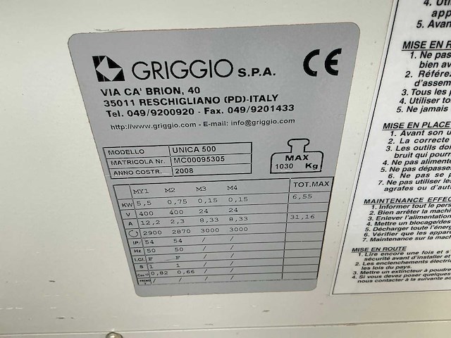2008 griggio unica 500 paneelcirkelzaagmachine - afbeelding 4 van  12