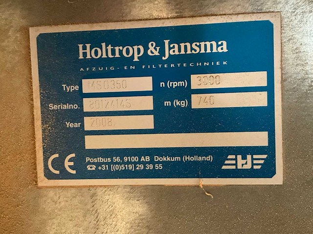 2008 holtrop & jansma filter afzuiginstallatie - afbeelding 18 van  18