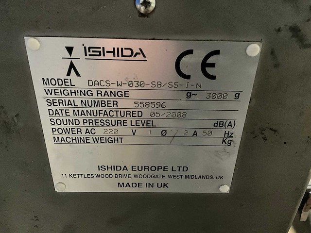 2008 ishida dacs-w-030-sb/ss-i-n weegsysteem - afbeelding 6 van  6