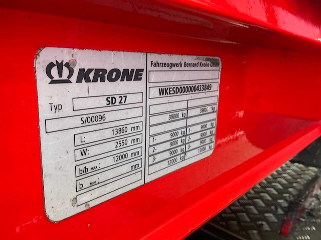 2008 krone sd-27 oplegger krone - afbeelding 16 van  22