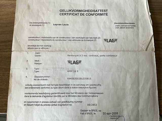 2008 lag amm 18s 2008 aanhangwagen - 18t - afbeelding 15 van  26
