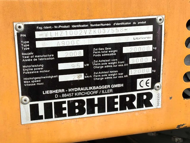 2008 liebherr 900 banden graafmachine - afbeelding 8 van  21