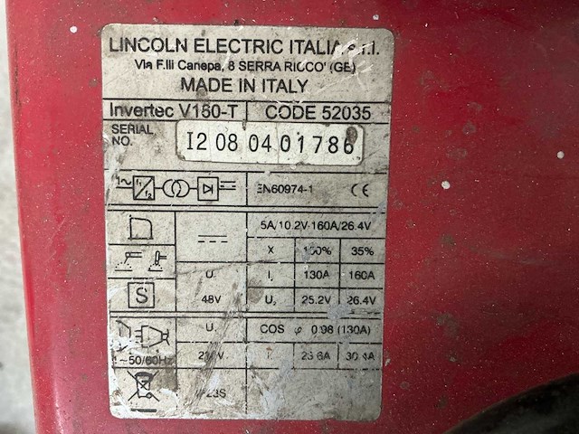 2008 lincoln electric invertec v160-t puntlasmachine - afbeelding 4 van  4