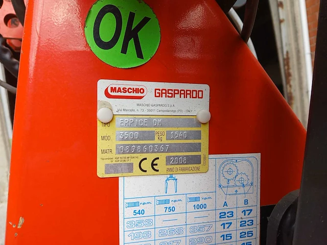 2008 maschio gaspardo erp ice da1 rotary harrow - afbeelding 9 van  11