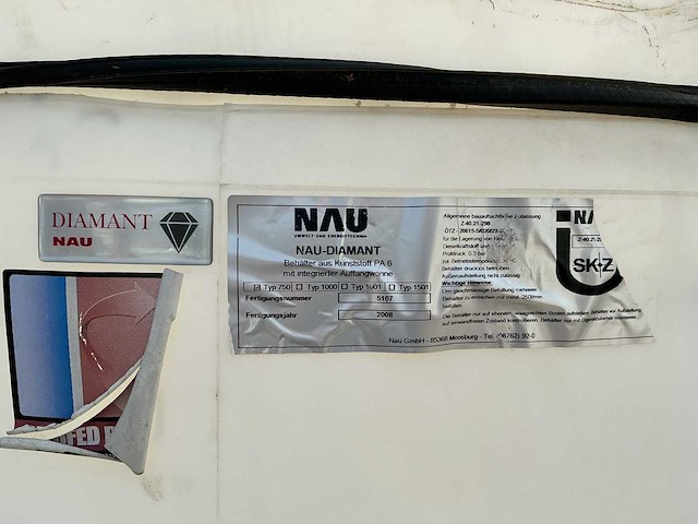 2008 nau dimamant dubbelzijdige opslagtank 750 liter - afbeelding 3 van  4