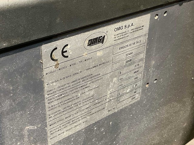 2008 omg ergos iii 18 ta 3 vorkheftruck - afbeelding 5 van  20