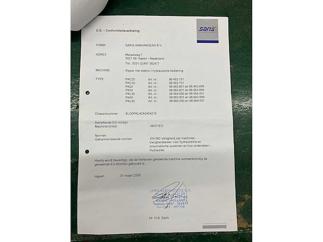 2008 saris pk40 3 zijdige achterwaartse elektrische kipper - afbeelding 18 van  27