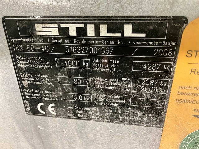 2008 still rx60-40 vorkheftruck - afbeelding 9 van  9