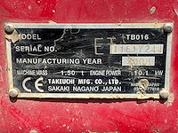 2008 takeuchi tb016 minigraafmachine - afbeelding 5 van  8