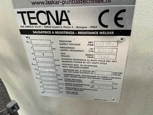 2008 tecna 4621n puntlasmachine - afbeelding 5 van  5
