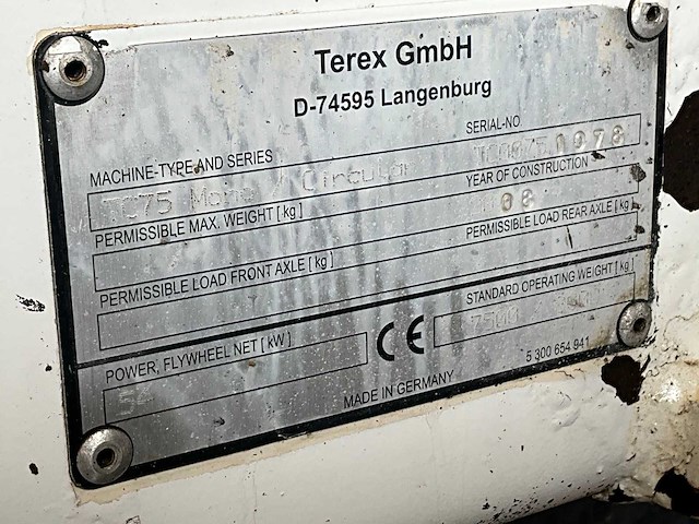2008 terex tc75 rupsgraafmachine - afbeelding 4 van  19