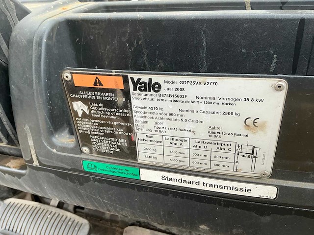 2008 yale gdp25vx vorkheftruck - afbeelding 5 van  13