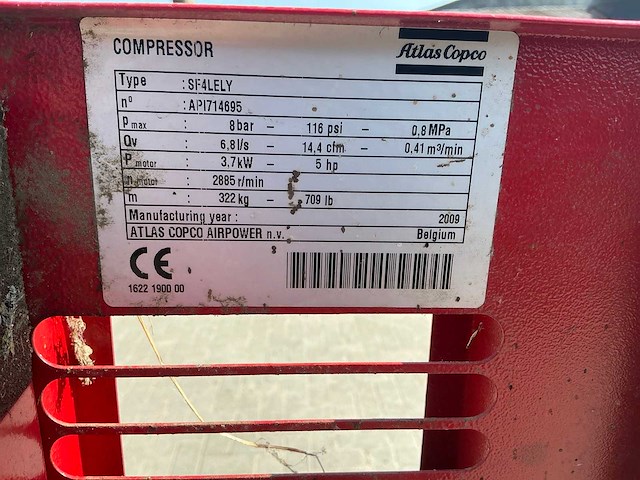 2009 atlas copco sf4ely luchtcompressor - afbeelding 10 van  10