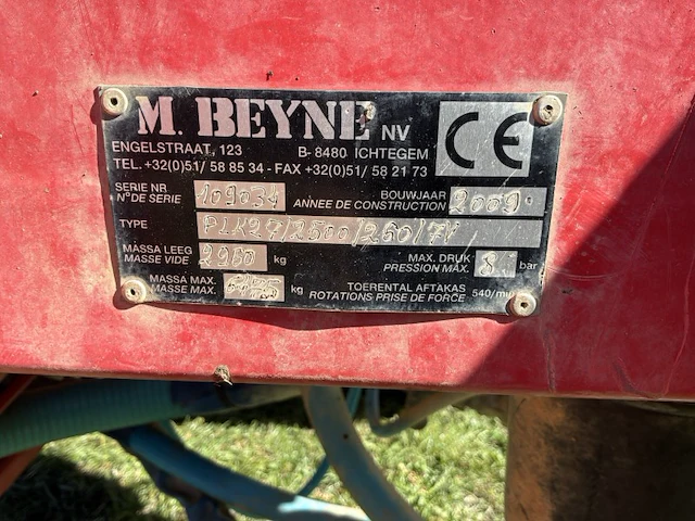 2009 beyne plk27/2500/260/7v veldspuit - afbeelding 37 van  42